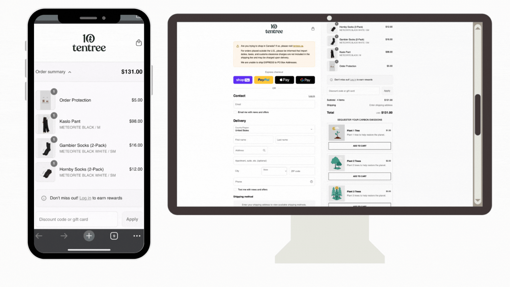 1 – Shopify checkout on desktop and mobile