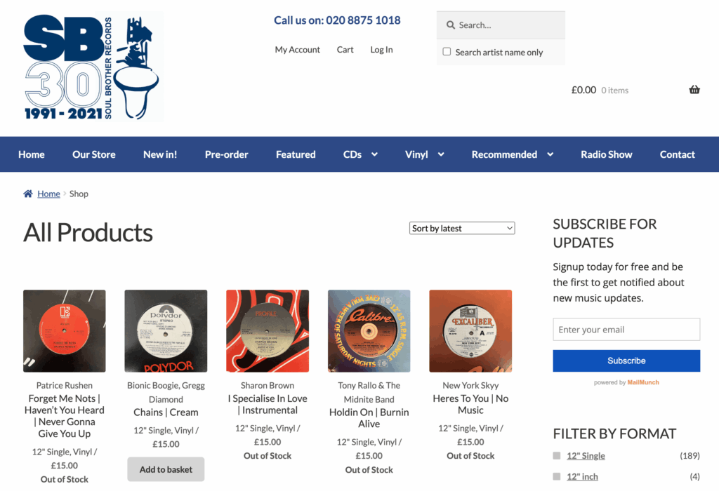 4 – Soul Brother website All products page