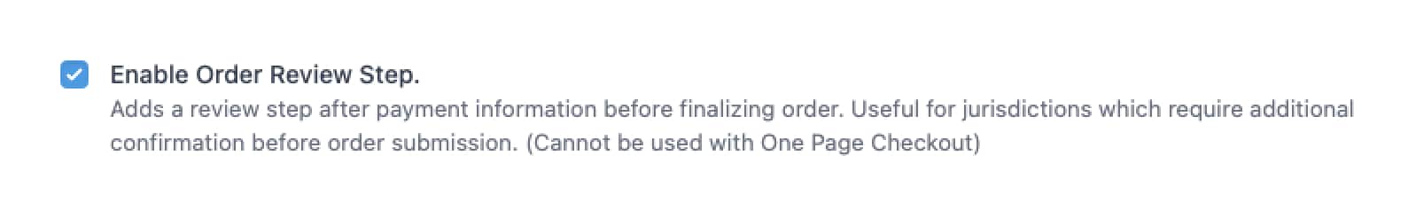Enable Order Review Setting
