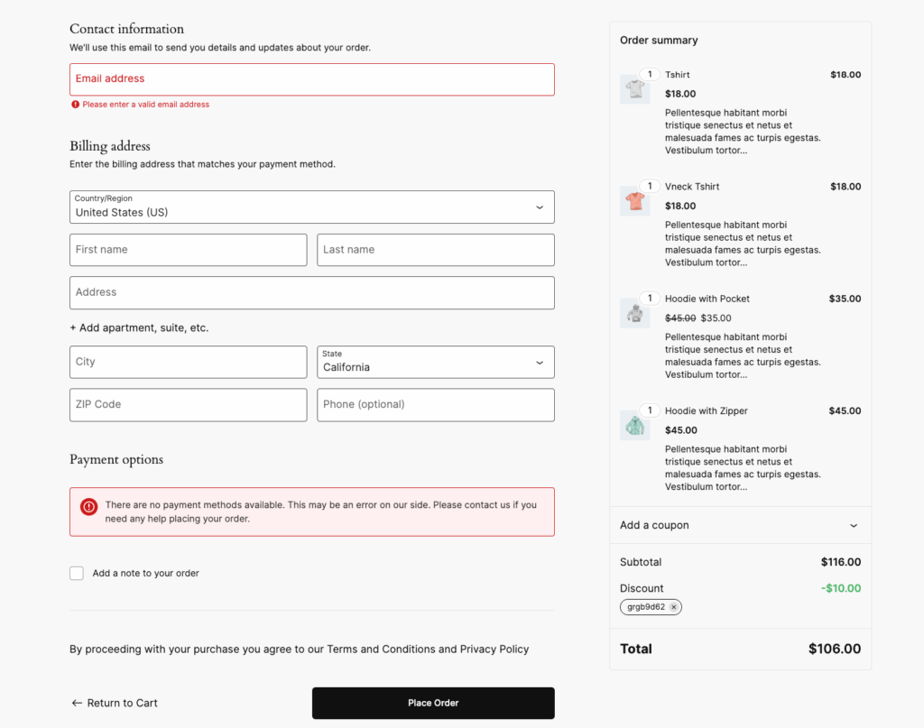 1 – Default WooCommerce checkout page