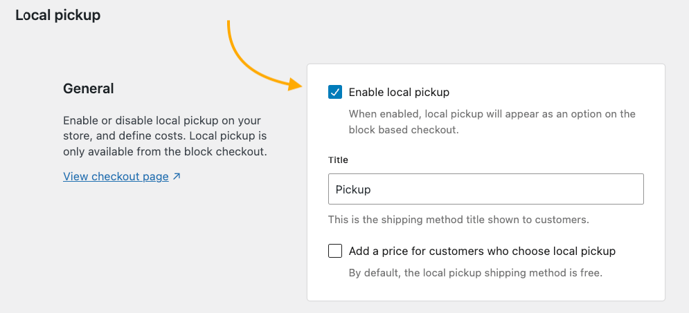 3 – Enabling the local pickup feature and choosing a title