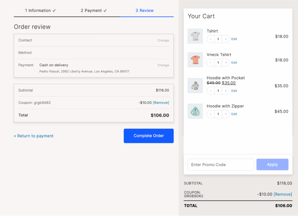 3 – Order review stage example