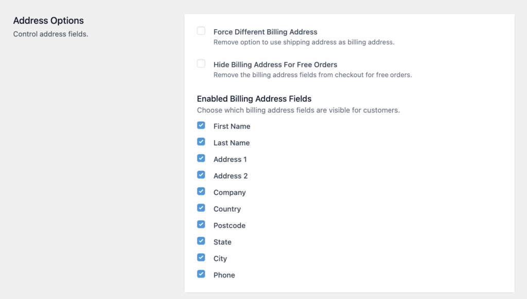 4 – CheckoutWC settings for address fields