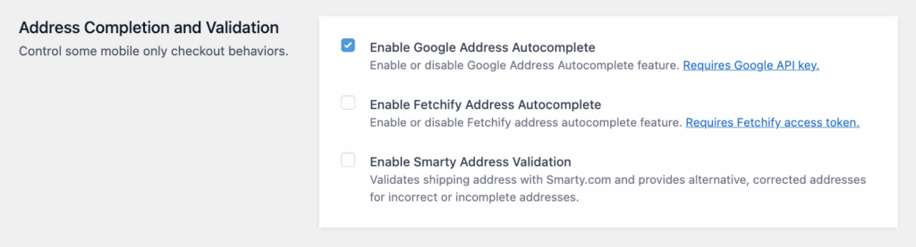 8 – Address Completion and Validation settings