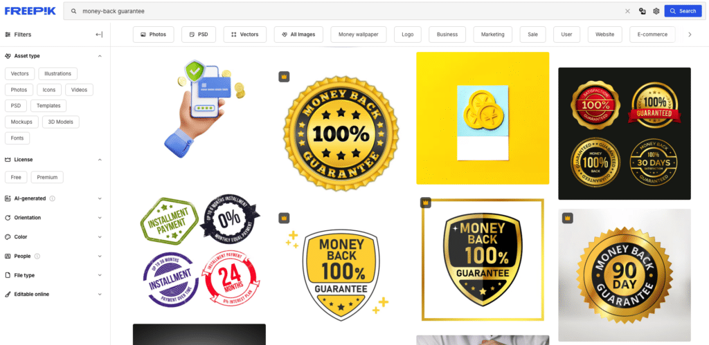 2 – Freepik money-back guarantee badge templates