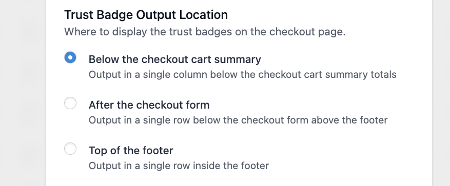 Choose trust badges location in CheckoutWC