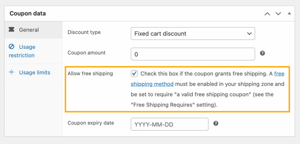 10 – Make a coupon allow free shipping