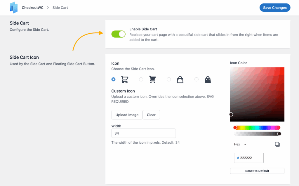 11 – Enabling the side cart in CheckoutWC
