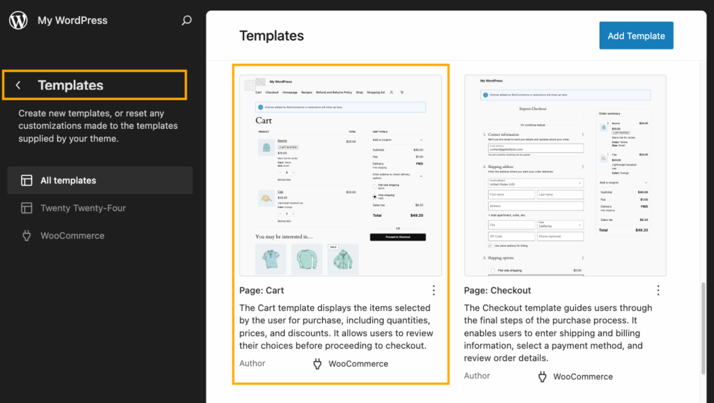 3 – Selecting to edit the Cart page