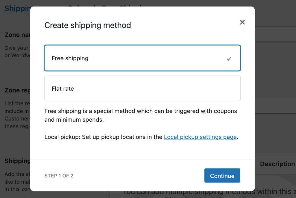 4 – Choose a shipping method: Free shipping or Flat rate