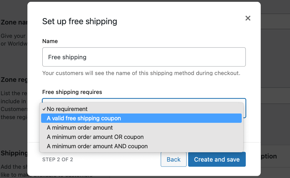 5 – Setting up the Free shipping requirements