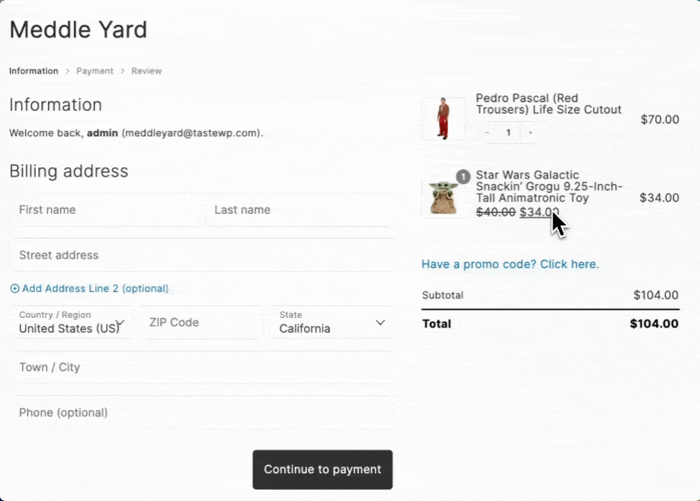 8 – Changing the product amount from the checkout page