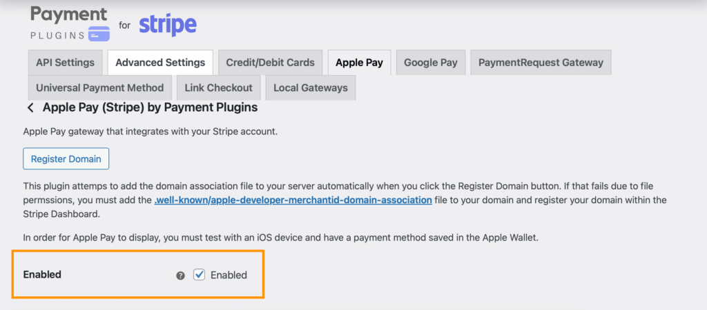 Apple Pay enabled button