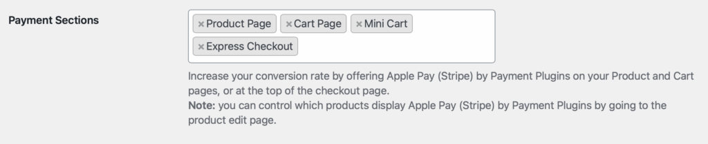 Payment Sections for the Apple Pay button
