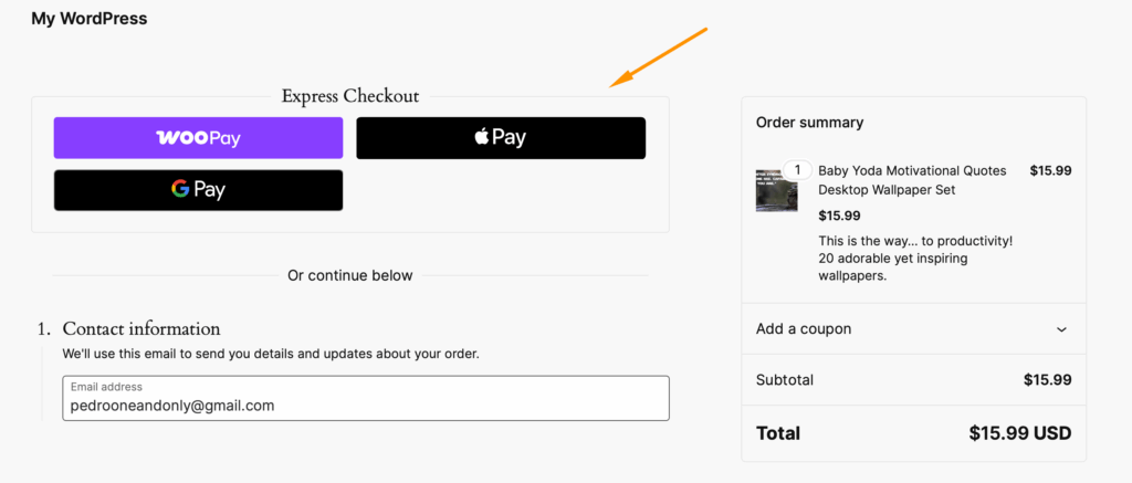 Apple and Google Pay options in Express Checkouts