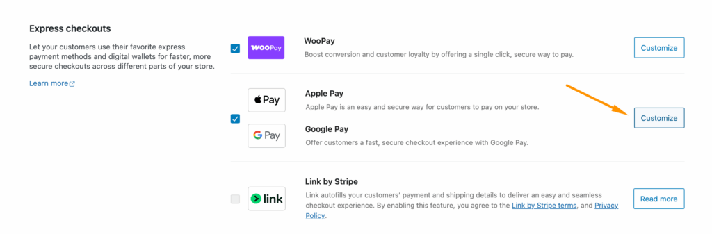 Customize button for Apple and Google Pay