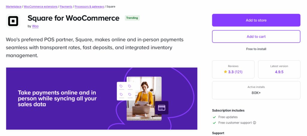 Square for WooCommerce product page