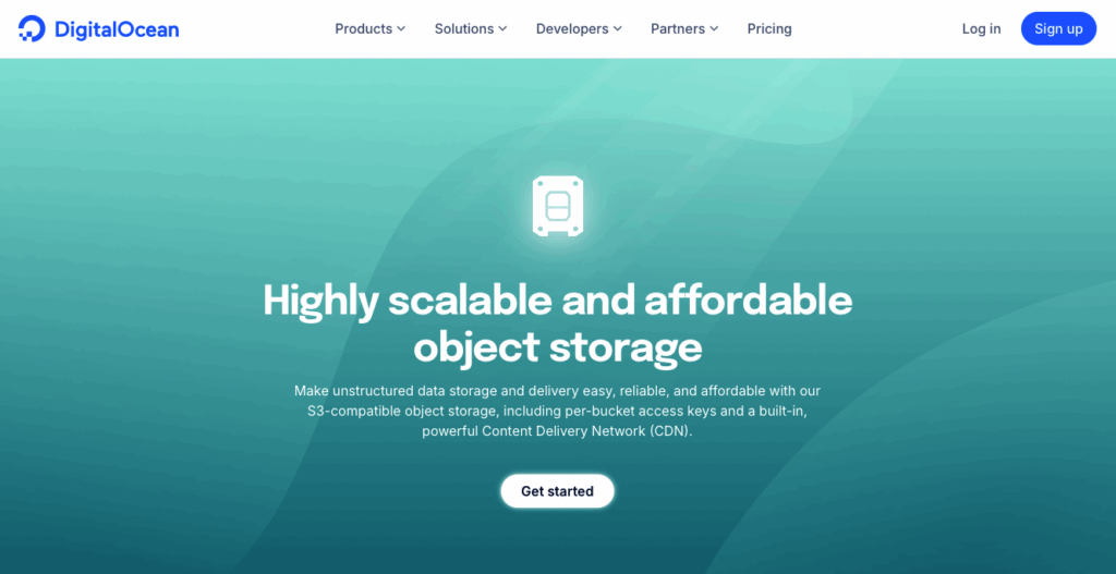DigitalOcean Spaces homepage