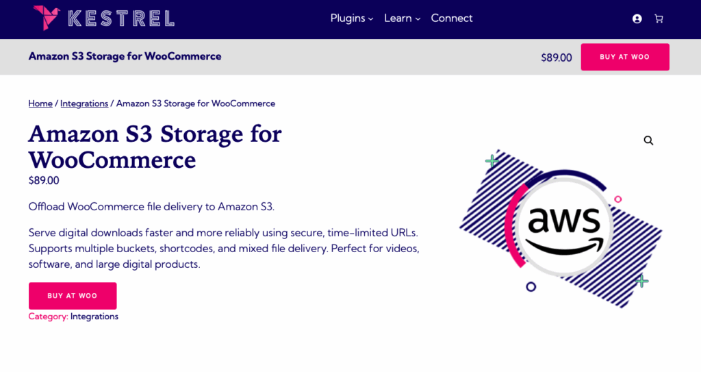 12 – Amazon S3 Storage for WooCommerce plugin by Kestrel