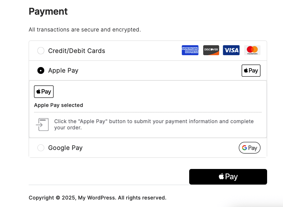 17 – Apple Pay and other payment options