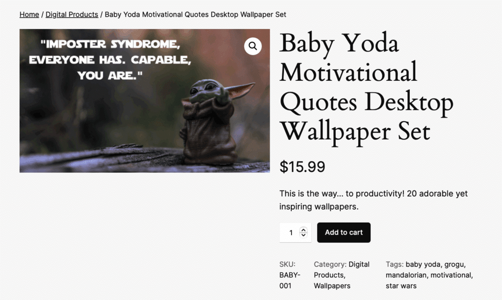 7 – Digital product example front end