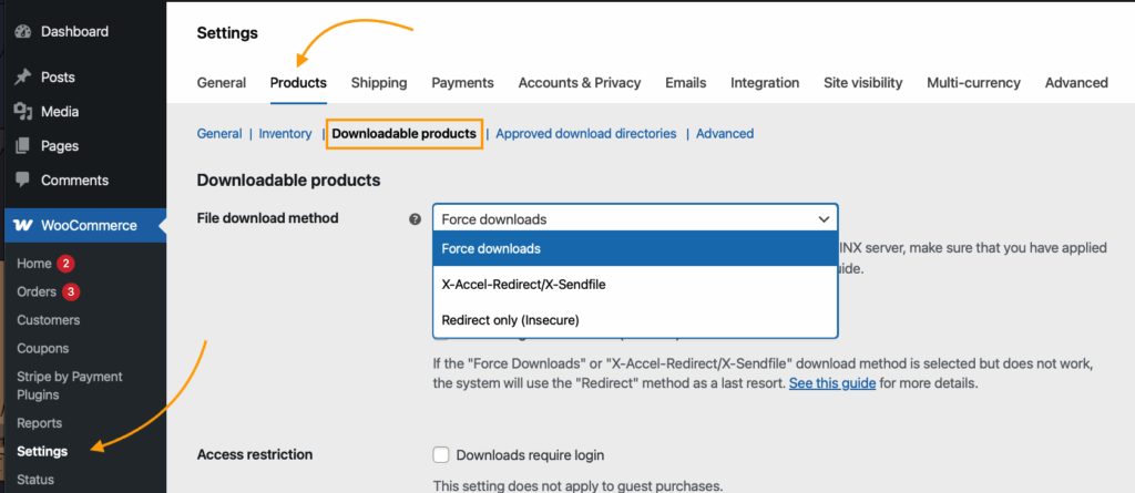 8 – Downloadable products settings in WooCommerce