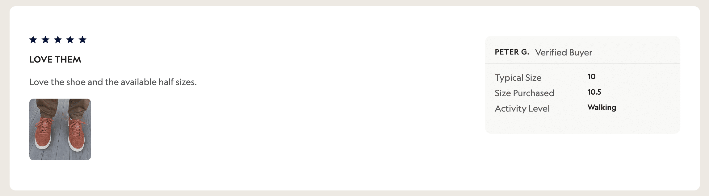 A screenshot of a real customer review.