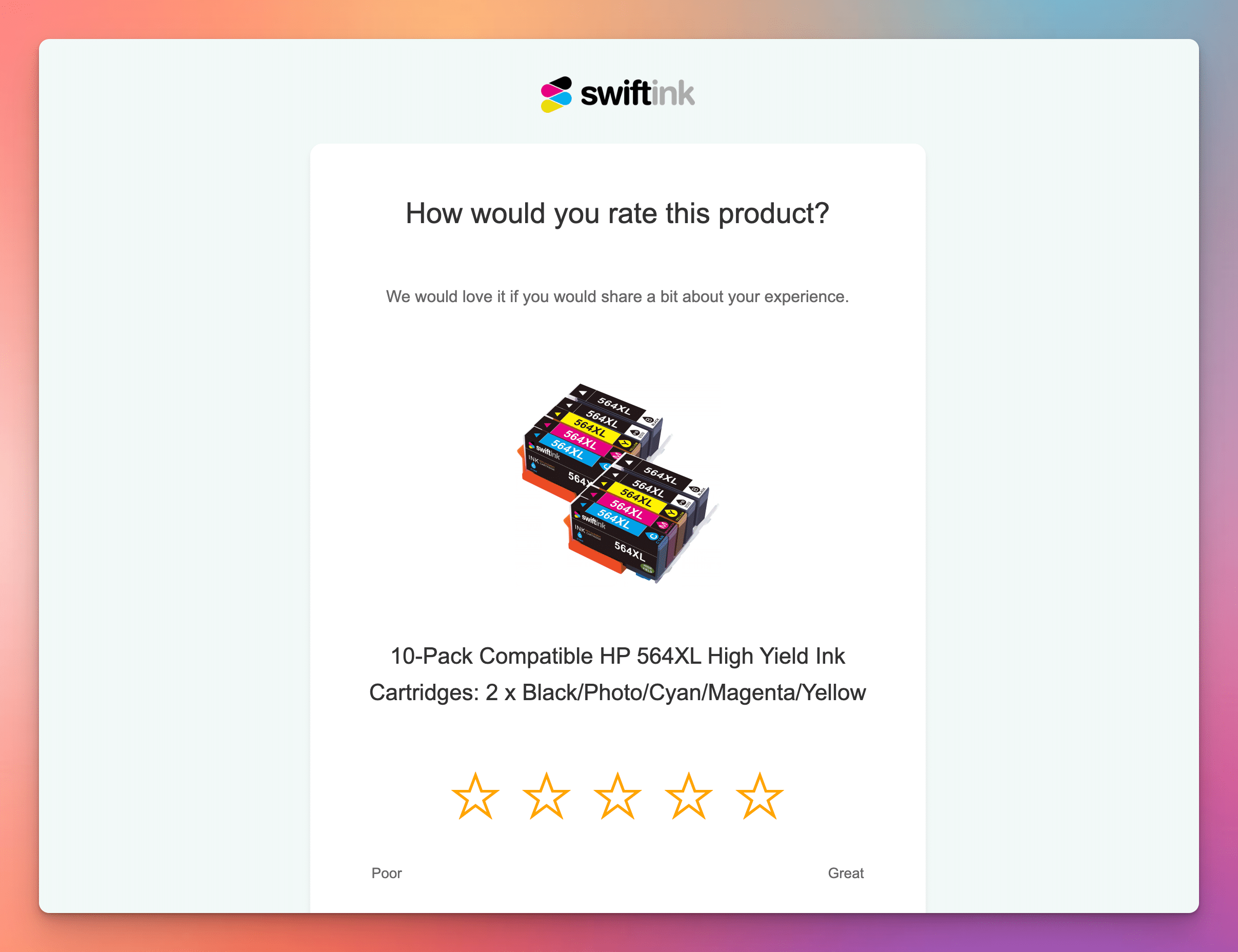 A review request email example showing a clear and direct request for a product review.