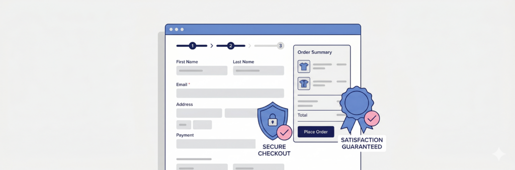 Three checkout anxieties: payment security, product confidence, and returns guarantee