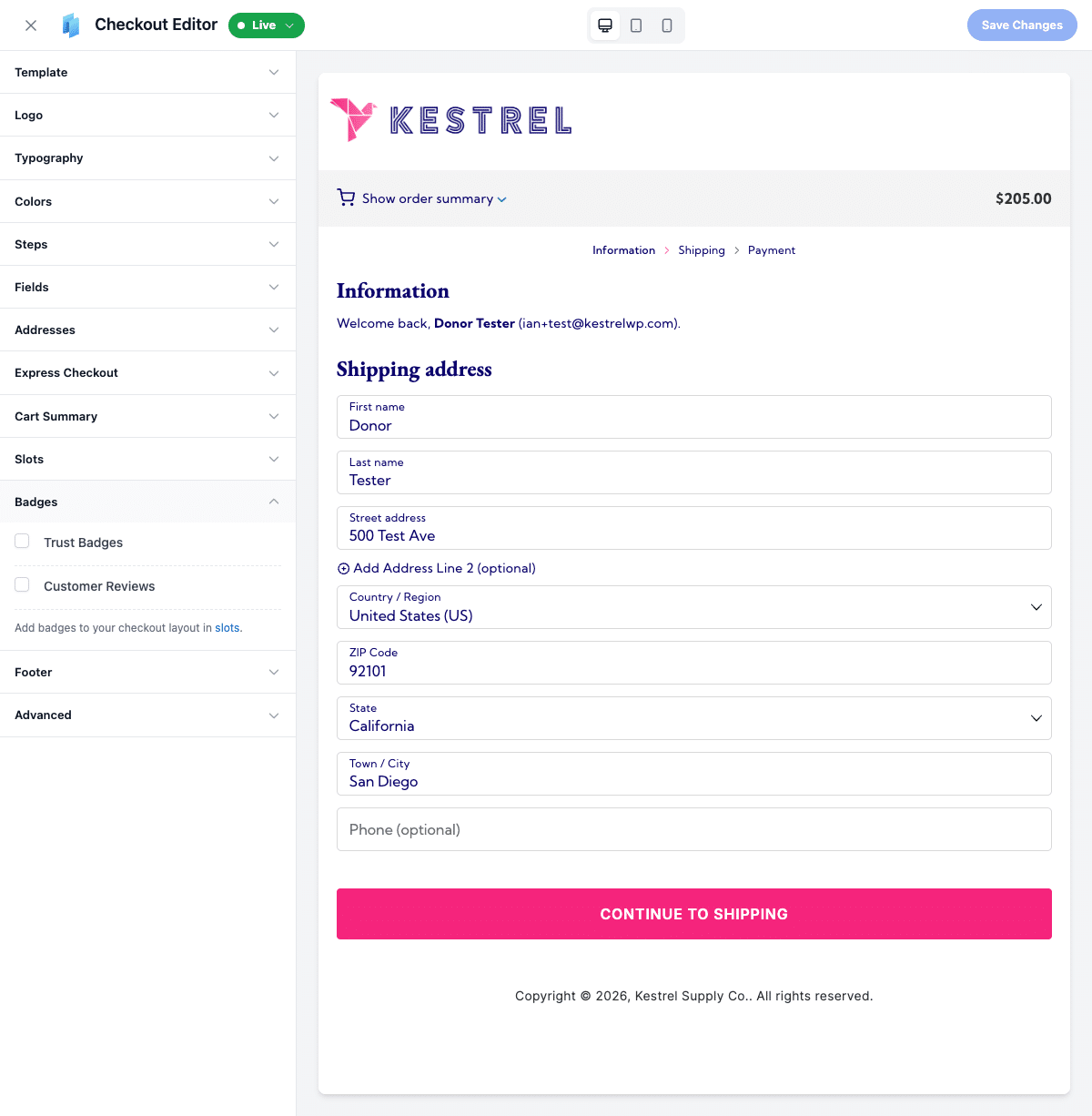 CheckoutWC Badges panel used to place trust badges near the WooCommerce checkout pay button