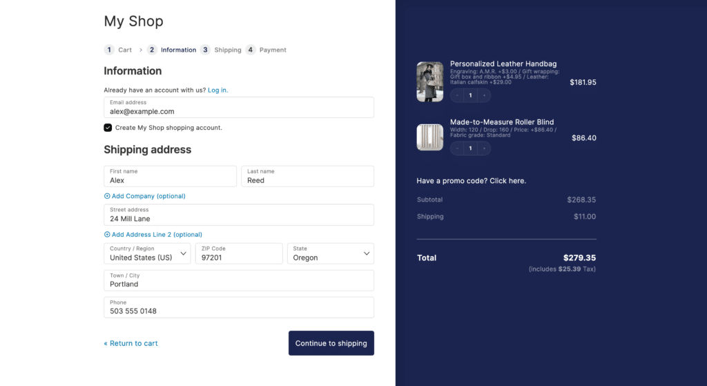 Every choice listed against the line item on CheckoutWC, with each add-on priced.